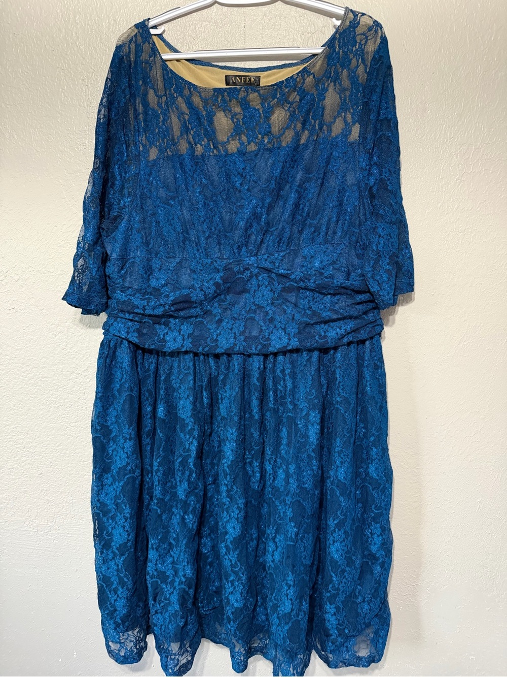 Rich Blue Lace Cocktail Midi Dress Plus Size Woman’s 3X (22)